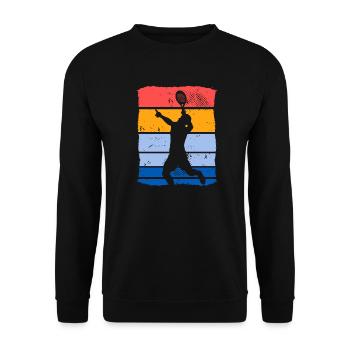 Retro Padelspieler Padel-Tennis Padeltennis - Unisex Pullover - Schwarz - Vorne - Alina (178cm) & Michal (187cm)