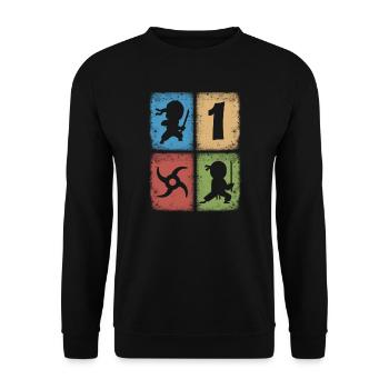 Ninjas 1. Geburtstag Kinder 1 Jahr alt Ninja - Unisex Pullover - Schwarz - Vorne - Alina (178cm) & Michal (187cm)