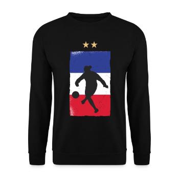 France Football Maillot de foot Drapeau Français - Sweat-shirt Unisexe - noir - Devant - Alina (178cm) & Michal (187cm)