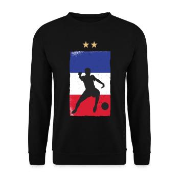 France Football Maillot de foot Drapeau Français - Sweat-shirt Unisexe - noir - Devant - Alina (178cm) & Michal (187cm)