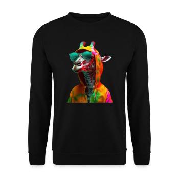 Giraffe with sunglasses Colorful Cool giraffes - Unisex Sweatshirt - black - Front - Alina (178cm) & Michal (187cm)