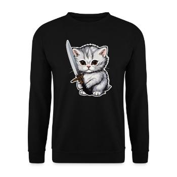 Chat Couteau Animal Animal domestique Chaton - Sweat-shirt Unisexe - noir - Devant - Alina (178cm) & Michal (187cm)