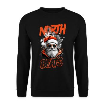 North Beats Santa Claus Design - Unisex Sweatshirt - black - Front - Alina (178cm) & Michal (187cm)
