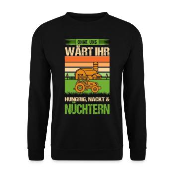 Bauern Protest Landwirt Demo Bauerndemo Traktor - Unisex Pullover - Schwarz - Vorne - Alina (178cm) & Michal (187cm)