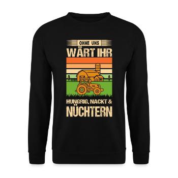 Treckerdemo Bauernprotest Bauern Protest Landwirt - Unisex Pullover - Schwarz - Vorne - Alina (178cm) & Michal (187cm)