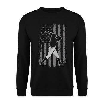 Patriotic Baseball Player American Flag Vintage - Unisex Pullover - Schwarz - Vorne - Alina (178cm) & Michal (187cm)