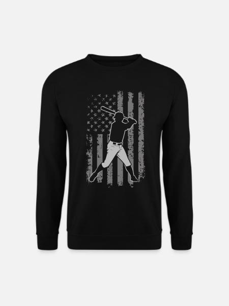 Patriotic Baseball Player American Flag Vintage - Sweat-shirt Unisexe - noir