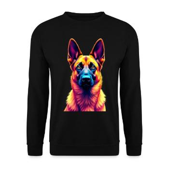 Deutscher Schäferhund Hund Herrchen Geschenkidee - Unisex Pullover - Schwarz - Vorne - Alina (178cm) & Michal (187cm)