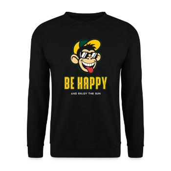 Be Happy - Unisex Pullover - Schwarz - Vorne - Alina (178cm) & Michal (187cm)