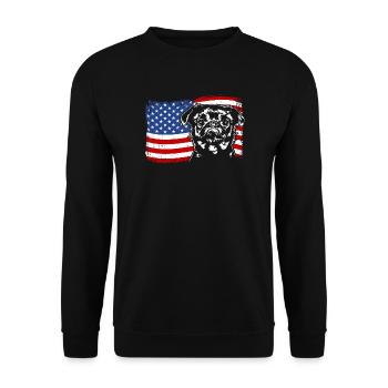 Brussels Griffon Amerika Fahne Hunde Wilsigns - Unisex Pullover - Schwarz - Vorne - Alina (178cm) & Michal (187cm)