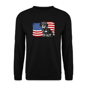teckel à poil dur amérique flag chiens chiens wilsigns - Sweat-shirt Unisexe - noir - Devant - Alina (178cm) & Michal (187cm)