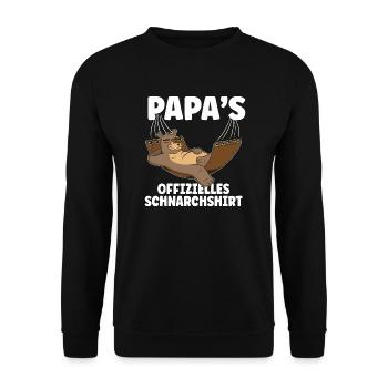 Papa's Offizielles Schnarchshirt Schlafen Faultier - Unisex Pullover - Schwarz - Vorne - Alina (178cm) & Michal (187cm)