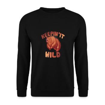 Bear is upset with keeping it wild saying - Unisex Sweatshirt - black - Front - Alina (178cm) & Michal (187cm)