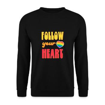 LGBTQ Rainbow Heart Saying follow your heart - Unisex Sweatshirt - black - Front - Alina (178cm) & Michal (187cm)