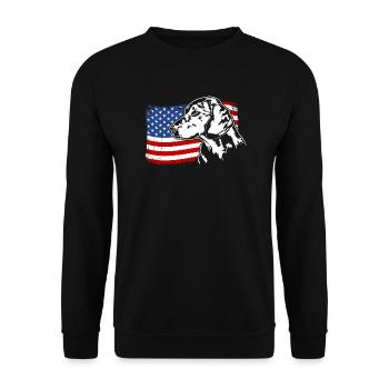 ALPINE DACHSBRACKE Amérique Flag Dog Wilsigns - Sweat-shirt Unisexe - noir - Devant - Alina (178cm) & Michal (187cm)