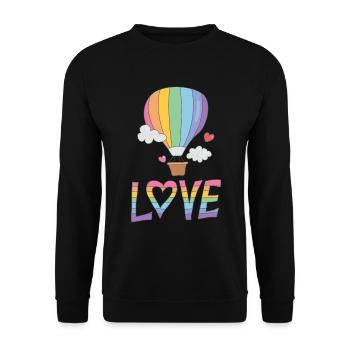 Gay Pride Love Rainbow Hot Air Balloon - Unisex Sweatshirt - black - Front - Alina (178cm) & Michal (187cm)