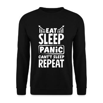 Eat Sleep Panic Can't Sleep Repeat Investor Day - Unisex Sweatshirt - black - Front - Alina (178cm) & Michal (187cm)