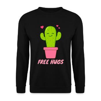 Câlins gratuits - Cœurs de cactus mignons - Sweat-shirt Unisexe - noir - Devant - Alina (178cm) & Michal (187cm)