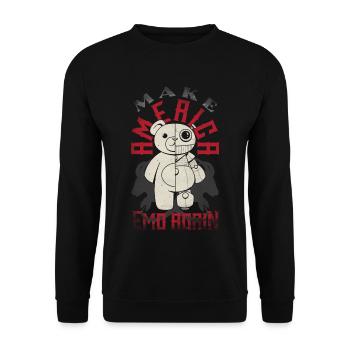 Emoticon Make America Emo Again Emocore Aesthetic - Unisex Pullover - Schwarz - Vorne - Alina (178cm) & Michal (187cm)