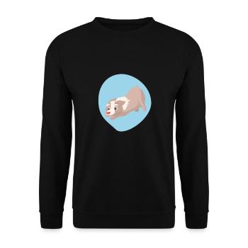 Spielender Hundewelpe - Unisex Pullover - Schwarz - Vorne - Alina (178cm) & Michal (187cm)