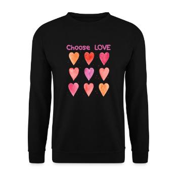 Cœurs d’amour - Sweat-shirt Unisexe - noir - Devant - Alina (178cm) & Michal (187cm)