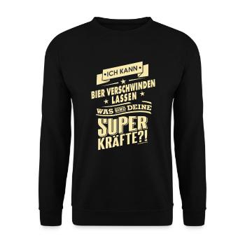 Superkräfte Bier verschwinden lassen - - Unisex Pullover - Schwarz - Vorne - Alina (178cm) & Michal (187cm)