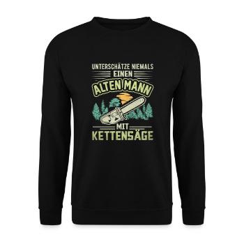 Brennholz Axt Holz Machen Kettensäge - Unisex Pullover - Schwarz - Vorne - Alina (178cm) & Michal (187cm)