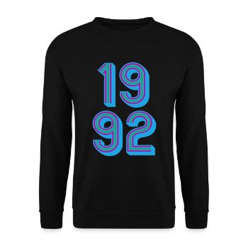 1992 Geburtsjahr | Farben änderbar - Unisex Pullover - Schwarz - Vorne - Alina (178cm) & Michal (187cm)