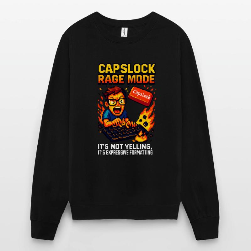 Capslock Rage Mode – Wütender Pixel-Nerd Unisex Pullover