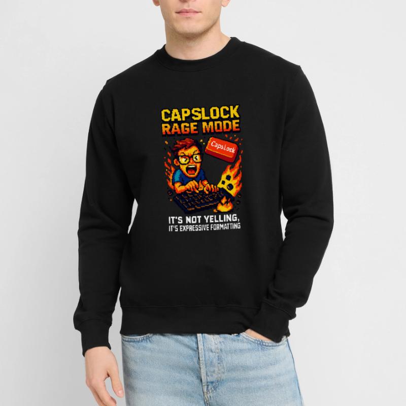 Capslock Rage Mode – Wütender Pixel-Nerd Unisex Pullover