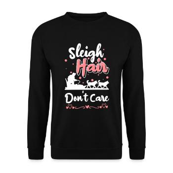 Tobogganing Christmas Winter Sports Wooden Sledge - Unisex Sweatshirt - black - Front - Alina (178cm) & Michal (187cm)
