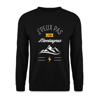J Peux Pas J Ai Montagnes - Sweat-shirt Unisexe - noir - Devant - Alina (178cm) & Michal (187cm)