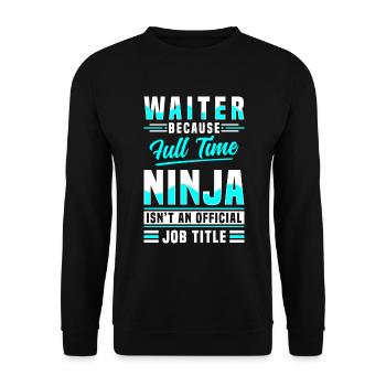 Bedienung Gäste Essen Party - Unisex Pullover - Schwarz - Vorne - Alina (178cm) & Michal (187cm)