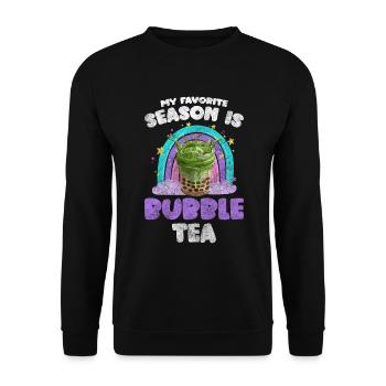 Bubble Tea Süß Sirup To-Go Getränk - Unisex Pullover - Schwarz - Vorne - Alina (178cm) & Michal (187cm)