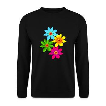 fleurs colorées, fleurs, bouquet coloré - Sweat-shirt Unisexe - noir - Devant - Alina (178cm) & Michal (187cm)