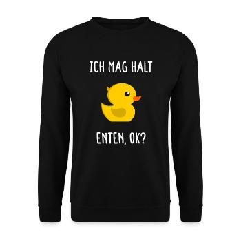 Ich Mag Halt Enten, Ok? Gelbe Ente Entchen Liebe - Unisex Pullover - Schwarz - Vorne - Alina (178cm) & Michal (187cm)