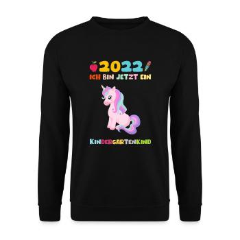 2022 Kindergartenkind Einhorn Kita Mädchen Kinder - Unisex Pullover - Schwarz - Vorne - Alina (178cm) & Michal (187cm)