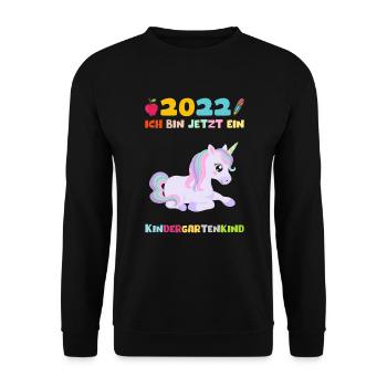 2022 Ich Bin Jetzt Ein Kindergartenkind Einhorn - Unisex Pullover - Schwarz - Vorne - Alina (178cm) & Michal (187cm)