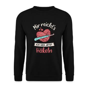 Häkeln Schneiderin Häklerin Nähen Stricken - Unisex Pullover - Schwarz - Vorne - Alina (178cm) & Michal (187cm)