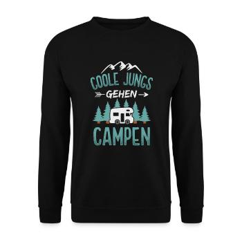 Camping Jungs Camper Wohnmobil Campingplatz - Unisex Pullover - Schwarz - Vorne - Alina (178cm) & Michal (187cm)