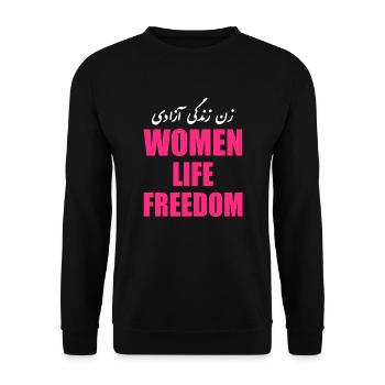 Women life freedom - Sweat-shirt Unisexe - noir - Devant - Alina (178cm) & Michal (187cm)