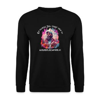 Wandern und Kaiserschmarrn - Unisex Pullover - Schwarz - Vorne - Alina (178cm) & Michal (187cm)