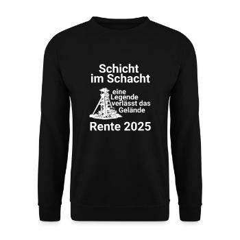 Rente 2025 Schicht im Schacht Ruhrgebiet Version - Unisex Pullover - Schwarz - Vorne - Alina (178cm) & Michal (187cm)