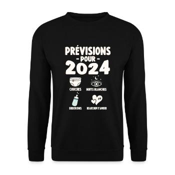 Prévisions Pour 2024 Cadeau De Grossesse 2024 - Sweat-shirt Unisexe - noir - Devant - Alina (178cm) & Michal (187cm)