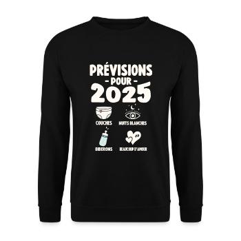 Prévisions Pour 2025 Cadeau De Grossesse 2025 - Sweat-shirt Unisexe - noir - Devant - Alina (178cm) & Michal (187cm)