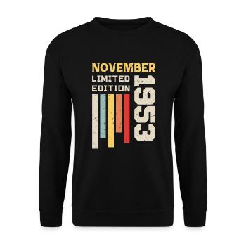 Novembre 1953 Cadeau Anniversaire - Novembre 1953 - Sweat-shirt Unisexe - noir - Devant - Alina (178cm) & Michal (187cm)
