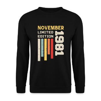 Novembre 1981 Cadeau Anniversaire - Novembre 1981 - Sweat-shirt Unisexe - noir - Devant - Alina (178cm) & Michal (187cm)
