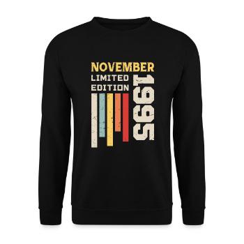 November 1995 Birthday Gift - November 1995 - Unisex Sweatshirt - black - Front - Alina (178cm) & Michal (187cm)