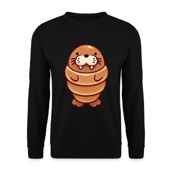 Croissant Walross Niedliches Tier Design - Unisex Pullover - Schwarz - Vorne - Alina (178cm) & Michal (187cm)