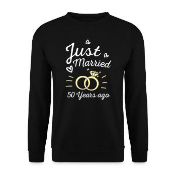 Wedding Anniversary Just Married 50 Years Ago Gift - Unisex Sweatshirt - black - Front - Alina (178cm) & Michal (187cm)